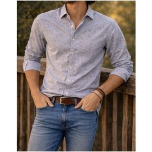 Perry Ellis Men's Gray Textured Button Down Dress Shirt Size 2XLT NWT